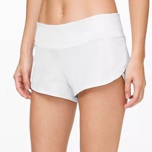 White Lululemon Speed Up Shorts